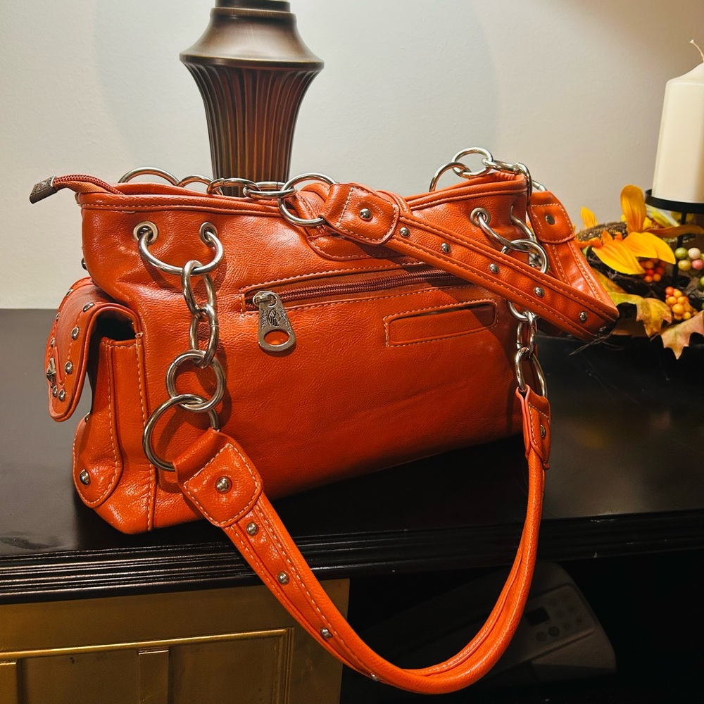Stylish Orange Leather Handbag